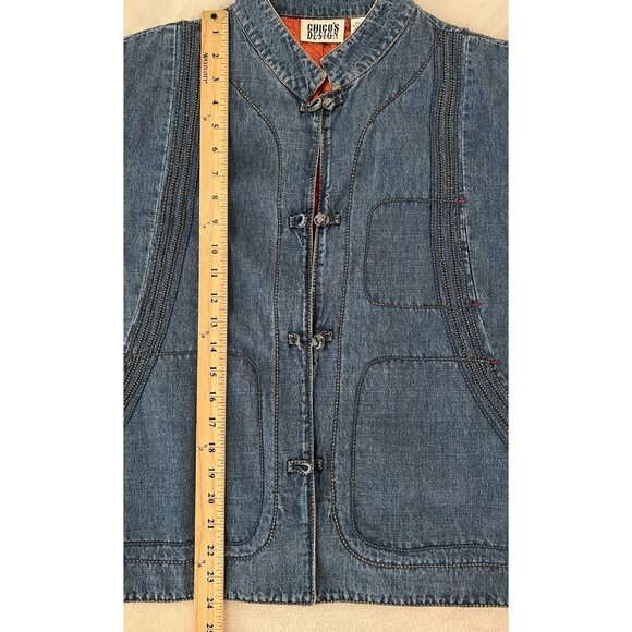 Chico’s Denim Jacket Women CHICO Size 3 Blue, Silk Lined Boho Loop Button - Picture 10 of 11